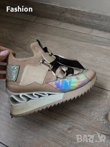 Дамски маратонки \ сникърси на платформа с панделка., снимка 4 - Маратонки - 53093874
