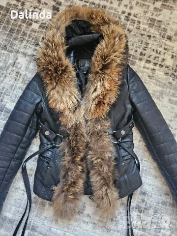 Дамско яке естествена кожа и естествен косъм 