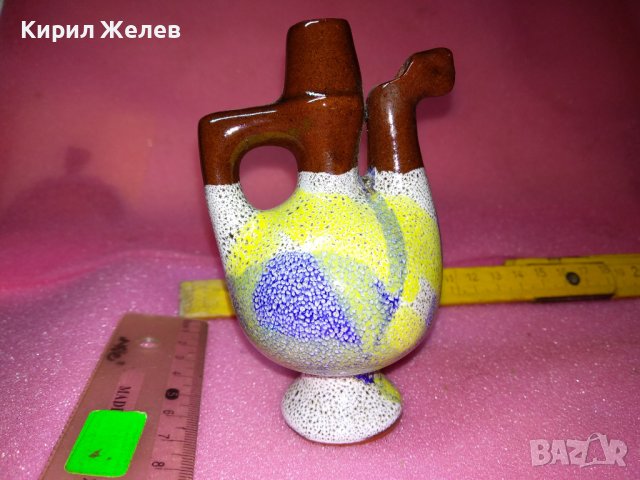 КЕРАМИЧНО БЪРДУЧЕ СВИРКА РЪЧНА МАЙСТОРСКА ИЗРАБОТКА ТРАДИЦИОНЕН ЕТНО СУВЕНИР ГЛЕДЖОСАНА ГЛИНА 42940, снимка 2 - Декорация за дома - 44308040