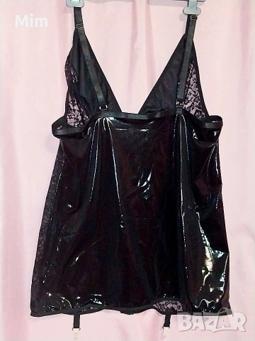 4XL К-т Черна рокля/ нощница / прашка и жартиери за бедра , снимка 9 - Бельо - 53626674