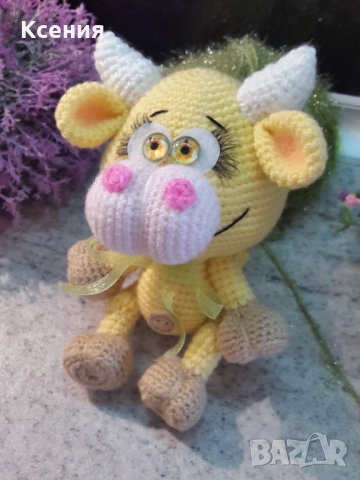Плетена играчка Бик, Бик малък, Плетени, ръчно изработени, прекрасен подарък, снимка 9 - Плюшени играчки - 52062853
