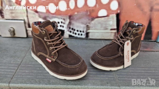 Английски детски  оригинални кец/боти от естествена кожа/велур Levi's, снимка 2 - Детски боти и ботуши - 52377347