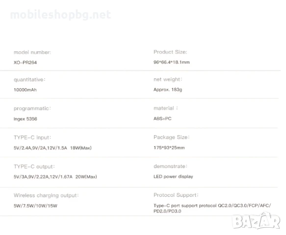 Wireless Power Bank външна батерия 10000mAh , снимка 6 - Оригинални батерии - 51195123