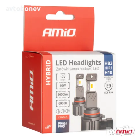 LED крушки AMIO Hybrid HB3(9005)/HIR1/H10-12V-6000K к-т/2 бр./, снимка 2 - Аксесоари и консумативи - 49493569