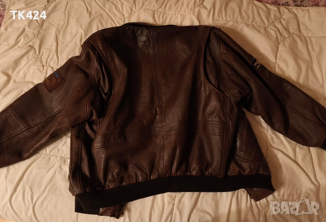 Пилотско яке бомбър от естествена кожа, снимка 3 - Якета - 53694924