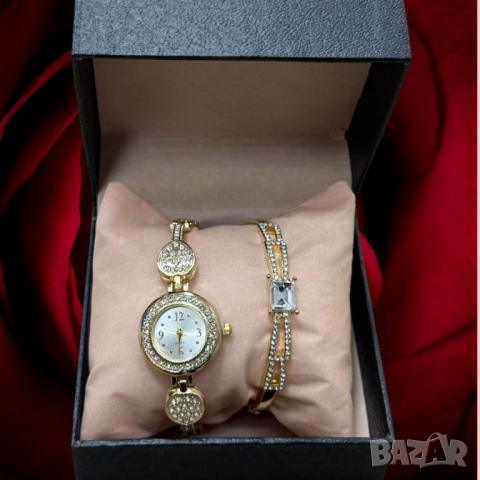 Красиви комплекти от дамски часовник с гривна в елегантен дизайн с камъни цирконии , снимка 2 - Други - 44533692