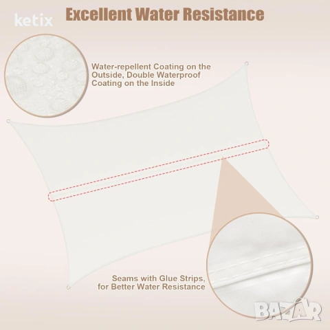 Градински сенник WOLTU ,2.5х4m,цвят крем, снимка 3 - Градински мебели, декорация  - 53129870