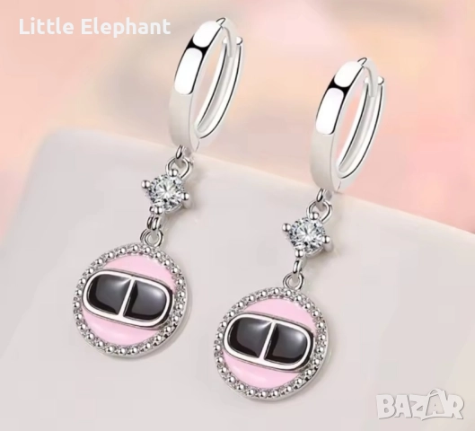 Pre order Сребърни обеци бранд,black and pink/нови