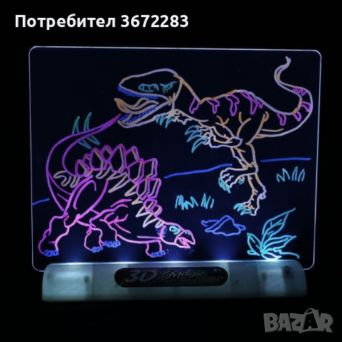 Магическа, светеща 3D дъска за рисуване с цветни маркери, снимка 2 - Рисуване и оцветяване - 44729798