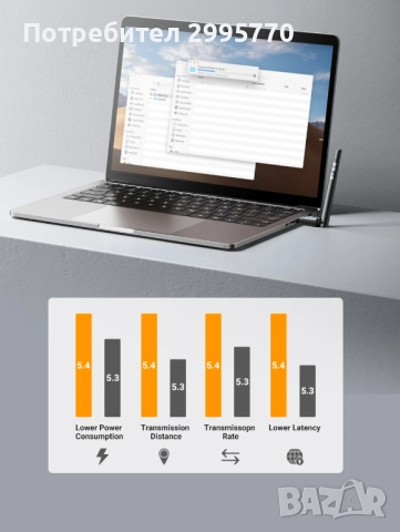 Bluetooth  5.4 Adapter UGREEN USB, снимка 6 - Други - 52888398