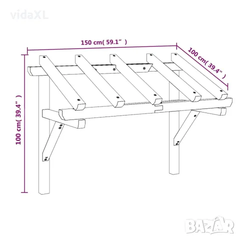 vidaXL Навес за врата, 150x100x100 см, бор масив, снимка 8 - Входни врати - 56147638