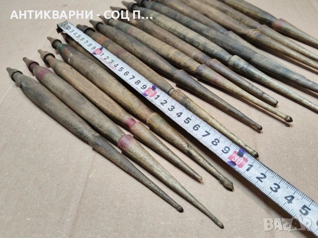 Комплект Стари Ръчно Изработени Дървени Вретена За Прежда / 15 Броя. / НОМЕР 1599., снимка 6 - Антикварни и старинни предмети - 53670140
