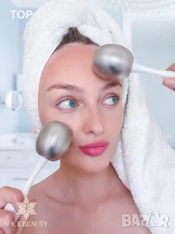 N-Ice Beauty Ice Globes за масаж на лице - помага за премахване на подпухналостта + торбичка, снимка 3 - Масажори - 48780642