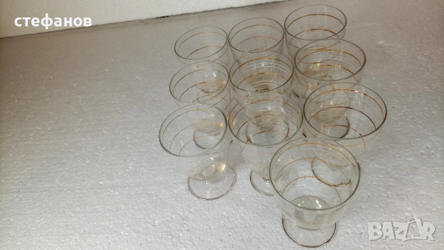 Ретро чашки за ракия, столче, златни и бели кантове, 10 бр, снимка 5 - Чаши - 52874097