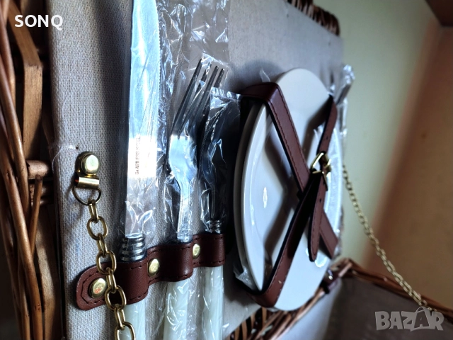 Страхотна Ратанова Кошница За Пикник За Двама, снимка 3 - Палатки - 51780313