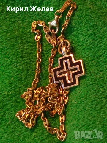 СРЕБЪРЕН КРЪСТ 925 с БЯЛА ПОЗЛАТА и ЕМАЙЛ ИТАЛИЯ с СРЕБЪРНА ВЕРИЖКА СРЕБРО 925 с ЖЪЛТА ПОЗЛАТА 49967, снимка 15 - Колиета, медальони, синджири - 49957894