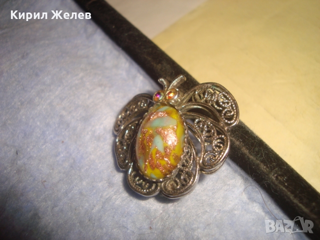 ВИНТИДЖ СРЕБРИСТА СКЪПОЦЕННА АРТ НУВО БРОШКА ВЕНЕЦИАНСКО СТЪКЛО МУРАНО 23453, снимка 8 - Антикварни и старинни предмети - 36061142