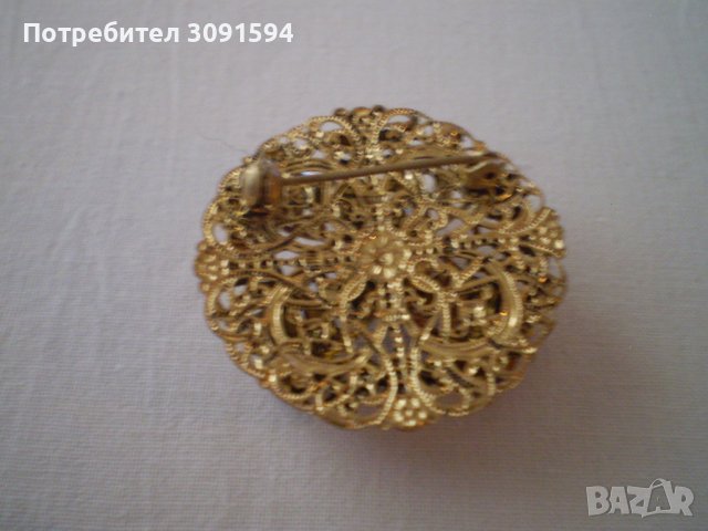 брошка Винтидж червен на петна - яспис, снимка 4 - Антикварни и старинни предмети - 40474152