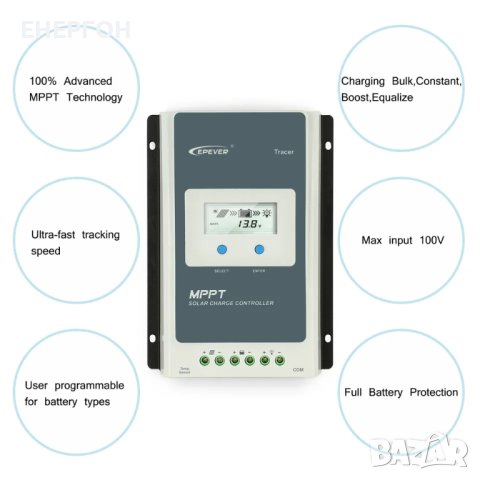 Соларен КОНТРОЛЕР EPEVER Tracer3210AN – 30А МРРТ  Wifi  , снимка 3 - Друга електроника - 41348931