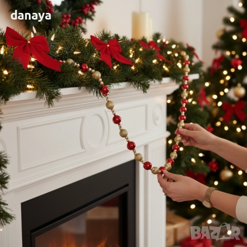 6171 Коледен гирлянд Топчици декоративна верижка за елха и декорация, 125 см, снимка 5 - Декорация за дома - 52502865