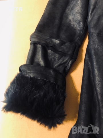 Bebe Дамско черно палто - заешка кожа, снимка 4 - Палта, манта - 36061309