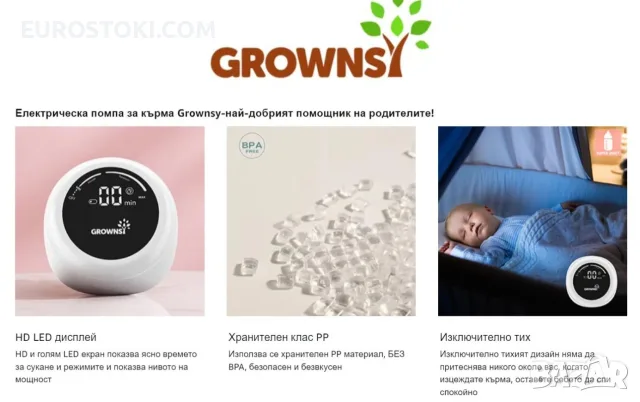 Двойна електрическа помпа за кърма GROWNSY AOV6826, преносима помпа за кърма, 2500mAh батерия, снимка 6 - Помпи за кърма - 56217656