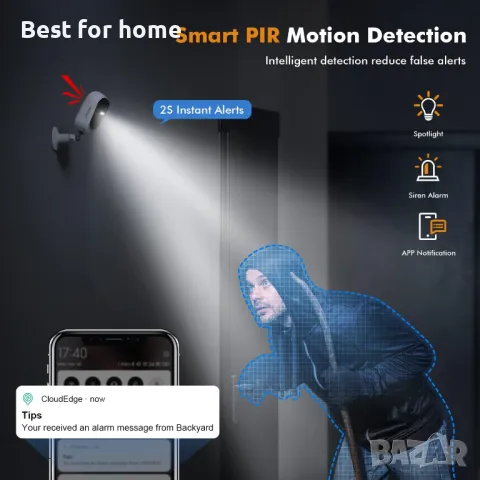 DIHOOM Външна акумулаторна камера с WiFi, снимка 2 - Комплекти за видеонаблюдение - 48927461