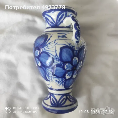Ръчно рисувана и изпечена глинена ваза, снимка 4 - Ръчно изработени сувенири - 55724104