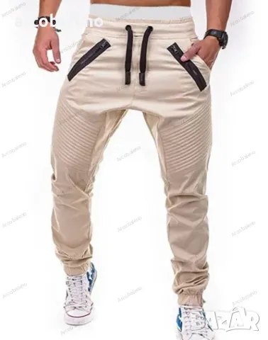 Широки мъжки ежедневни панталони с шнур в контрастен цвят, 6цвята, снимка 8 - Панталони - 40340908