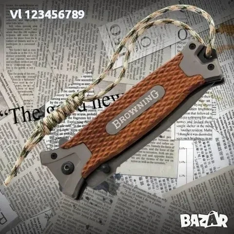 Сгъваем автоматичен нож Browning 364 (кафяв) -88х220 , снимка 2 - Ножове - 53830165