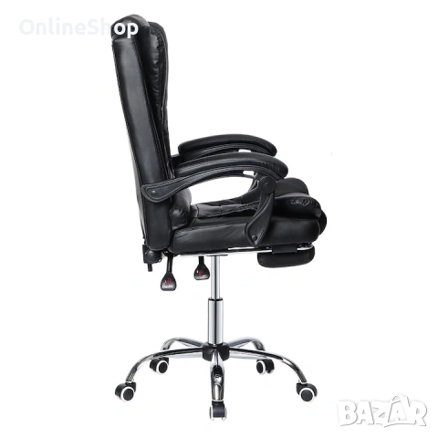 Ергономичен офис стол, функция люлка, поставка за крака, черен, снимка 5 - Други стоки за дома - 53157347