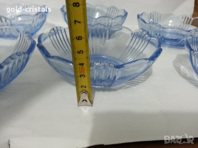 Стъклени купички цветно синьо стъкло, снимка 2 - Антикварни и старинни предмети - 36006535