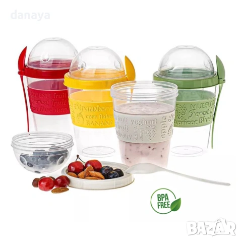 3745 Чаша за мюсли с лъжичка, BPA FREE, 600 ml