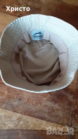 шапка идиотка Слезинджър Slazenger, 100% памук, оригинална, бежова, снимка 4 - Шапки - 41840890