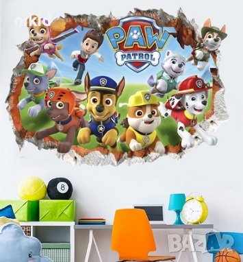 №11 Paw Pes Patrol Пес Патрул кучета в дупка в стена стикер лепенка за стена за детска стая