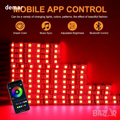 12 части комплект лентови светлини за мотоциклети Водоустойчиви RGB неонови акцентни светлини DC 12V, снимка 2 - Аксесоари и консумативи - 47937013