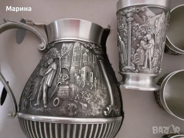 Комплект за вино и ракия от калай Antik*Vintage#41, снимка 6 - Сервизи - 47752687