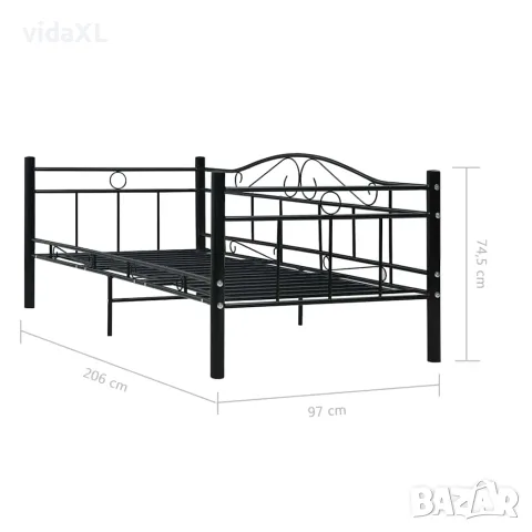 vidaXL Рамка за дневно легло, черна, метал, 90x200 см, снимка 9 - Спални и легла - 56146542