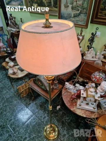 Прекрасна антикварна английска висока подова лампа от месинг , снимка 6 - Настолни лампи - 48418312