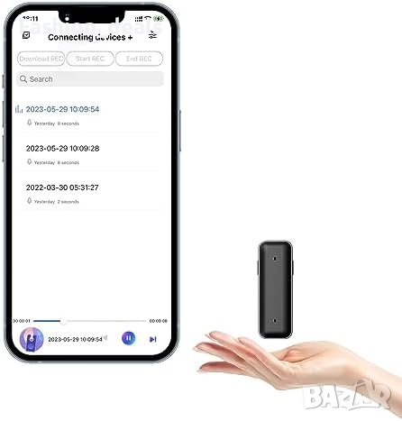 Нов 64GB Bluetooth Гласов Записвач с Приложение и Шумоизолация