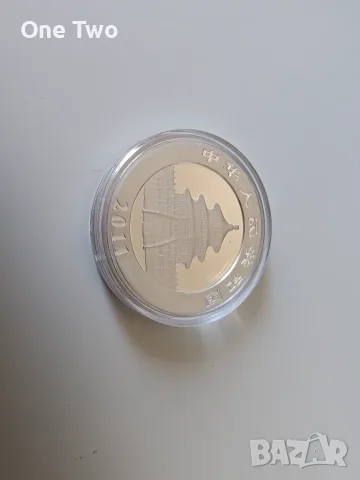 Сребърна монета, 1 oz Китайска панда 2011, 99.9% сребро, снимка 3 - Нумизматика и бонистика - 56208291