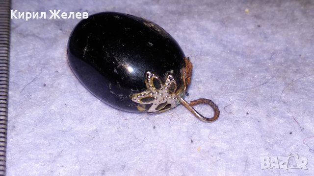 Старо СКЪПОЦЕННО РЕТРО МЕДАЛЬОНЧЕ ПОЛИРАН ЧЕРЕН ОНИКС 34524, снимка 3 - Антикварни и старинни предмети - 39072665