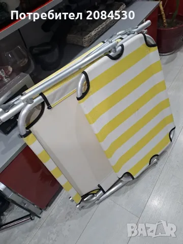 Алуминиев сгъваем шезлонг със сенник 187/62см, снимка 9 - Градински мебели, декорация  - 49705805