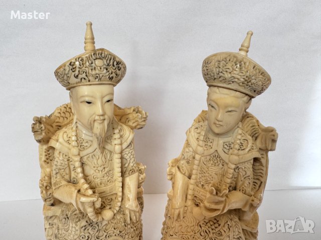 Император и Императрица стар Китай слонова кост изключителна майсторска ръчна изработка, снимка 5 - Колекции - 44434077