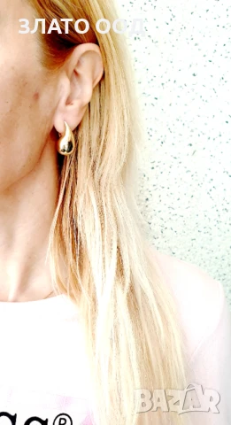 Златни обеци с топчета и Ботега, снимка 4 - Обеци - 50896009