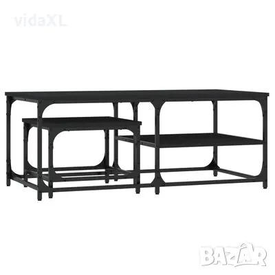 vidaXL Стифиращи кафе маси, 2 бр, черни, инженерно дърво（SKU:835394）, снимка 1 - Маси - 49122595