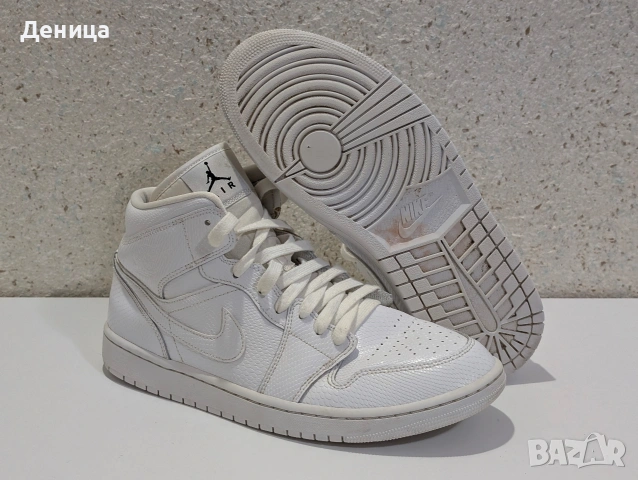 Nike Air Jordan 1 Mid White Snakeskin - 44.5, снимка 14 - Маратонки - 53198113