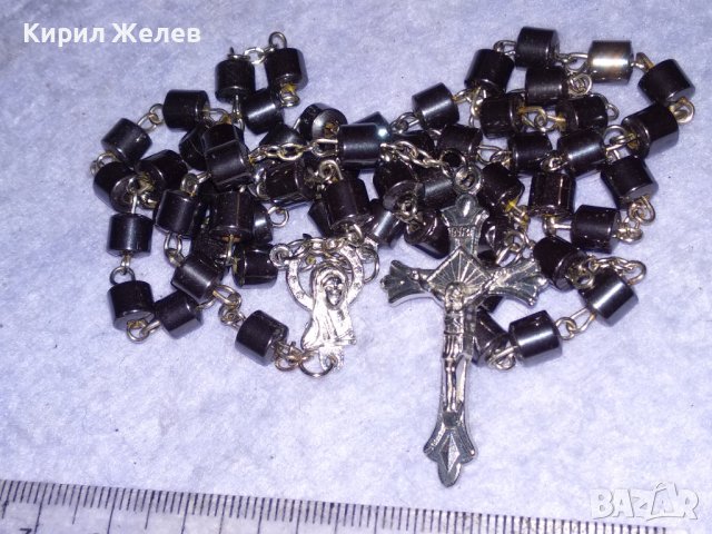 РИМОКАТОЛИЧЕСКА ОГЪРЛИЦА МОЛИТВЕНА БРОЕНИЦА ХЕМАТИТ със СРЕБРИСТИ РАЗПЯТИЕ и ДВУСТРАННА ИКОНКА 26358, снимка 4 - Колиета, медальони, синджири - 41389361