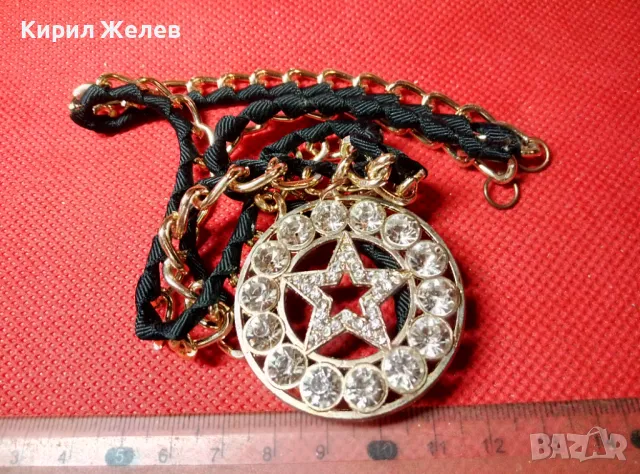 ЗВЕЗДОВИДЕН ЗЛАТИСТ КРИСТАЛЕН АРТ МЕДАЛЬОН ВИНТИДЖ КОЛИЕ 47433, снимка 7 - Колиета, медальони, синджири - 47285552