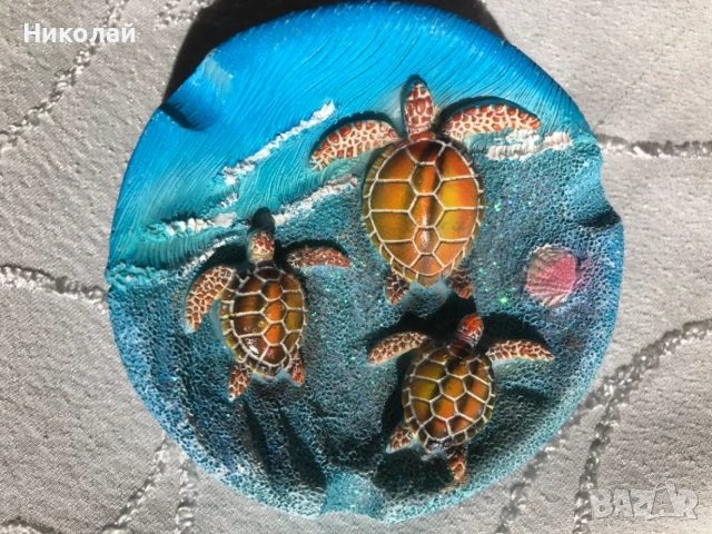 Пепелник Maldives /купичка за дребни бижута с 3D костенурки - екзотичен сувенир от Малдивите, нов , снимка 3 - Пепелници и декоративни съдове - 55874474
